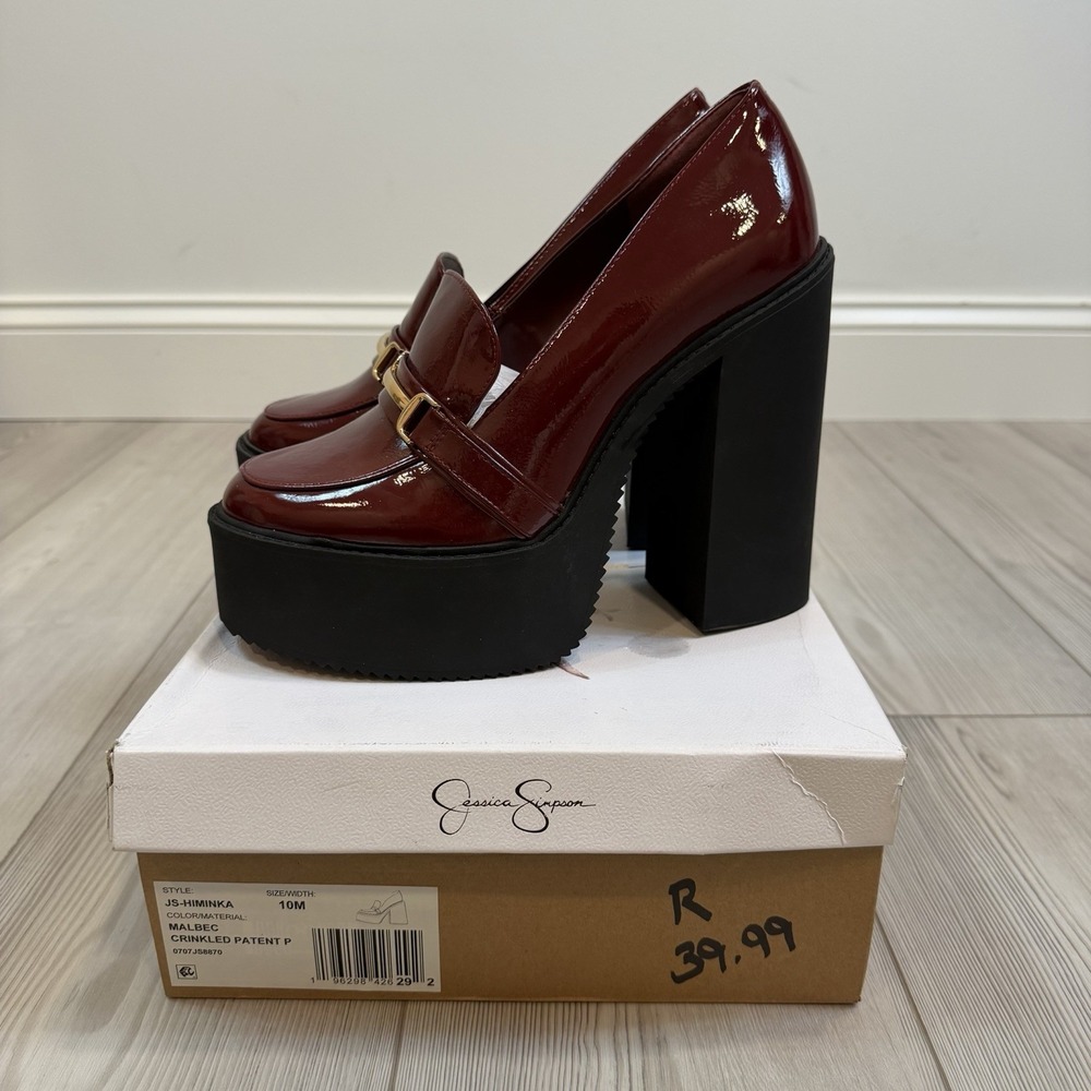 NEW Jessica Simpson Malbec Red Women's 10 Himinka Platform Heels